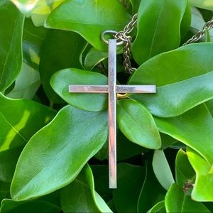 Vintage Gold Colored Plain Cross Necklace Large